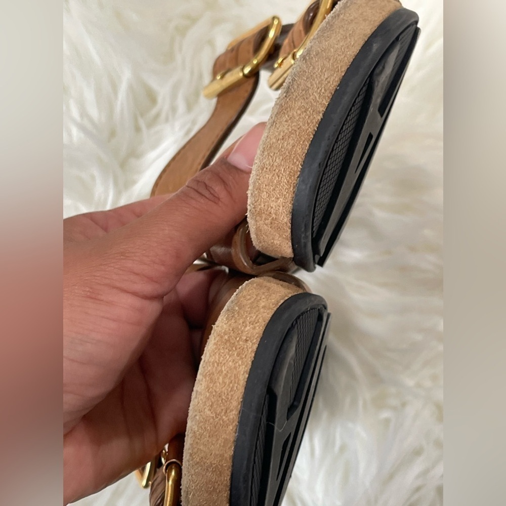 Ecru Suede Double Buckle Slide Sandal - Picture 7 of 14